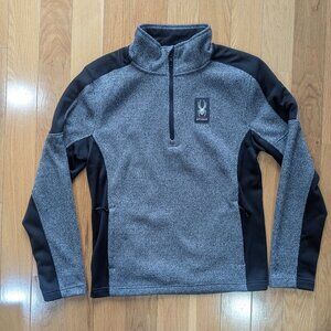 Spyder 1/4 Zip Sweater Fleece Men's Small, Heathered Black, Dark Gray